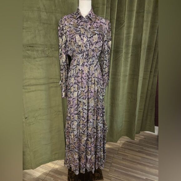 Rococo Sand viscose floral print / lurex maxi dress, S - Picture 8 of 16